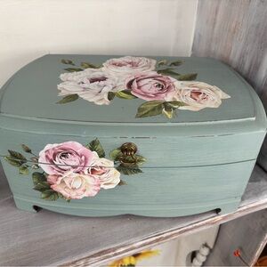 Floral Decorative Box with Pink and White Roses